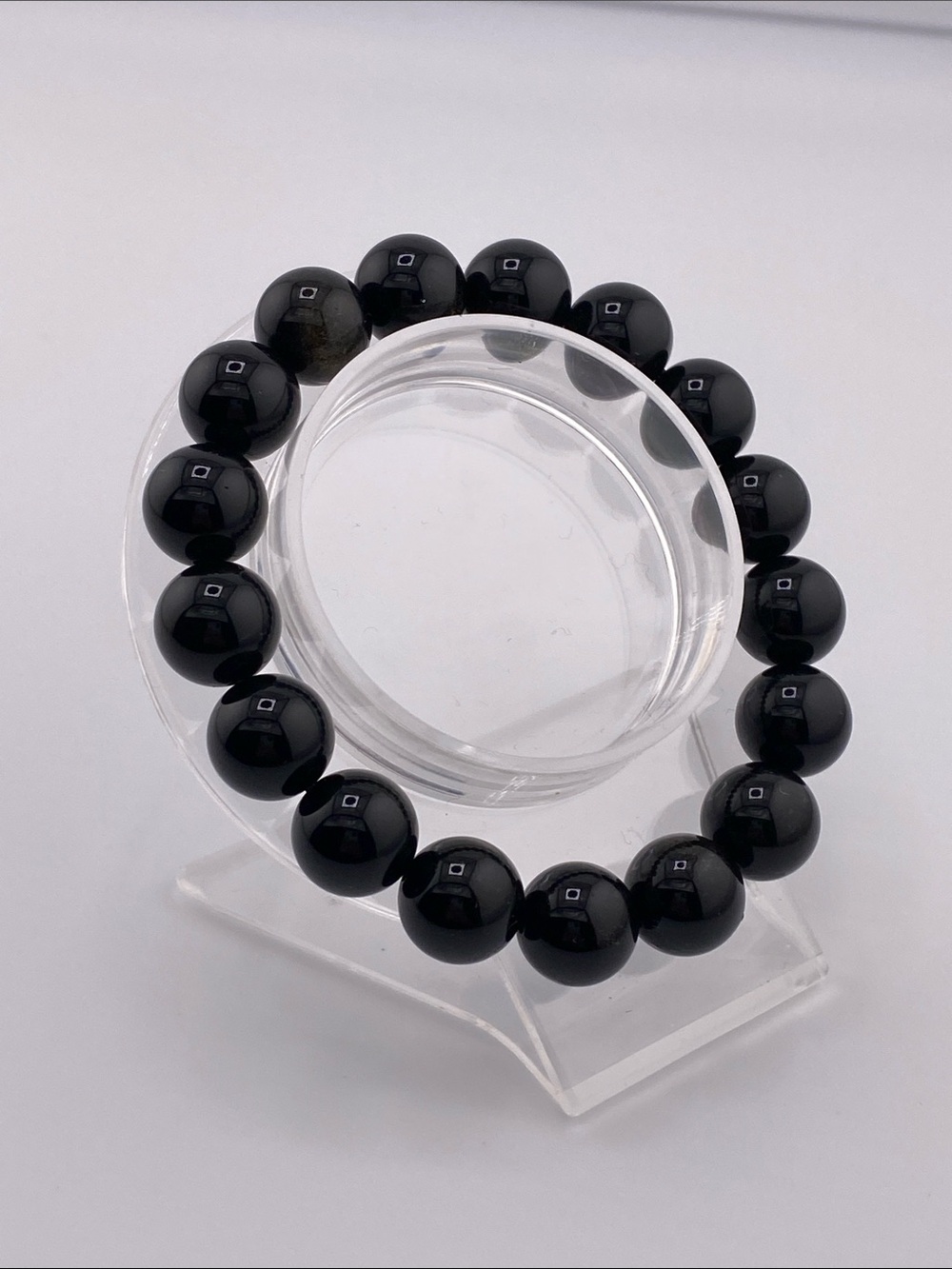 Golden Sheen Obsidian Polished Bead Bracelet